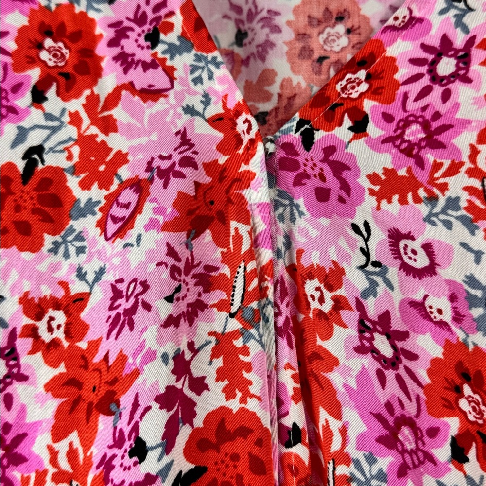 Lucky Brand Pink & Coral Floral Peplum Tie-Front Waist Blouse NWT - Picture 7 of 11